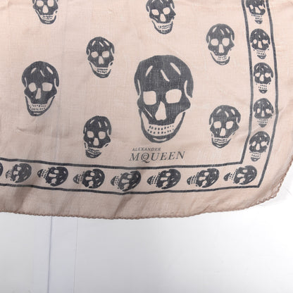Alexander McQueen Silk Chiffon Skull Scarf Old Rose Blue 2 of 3