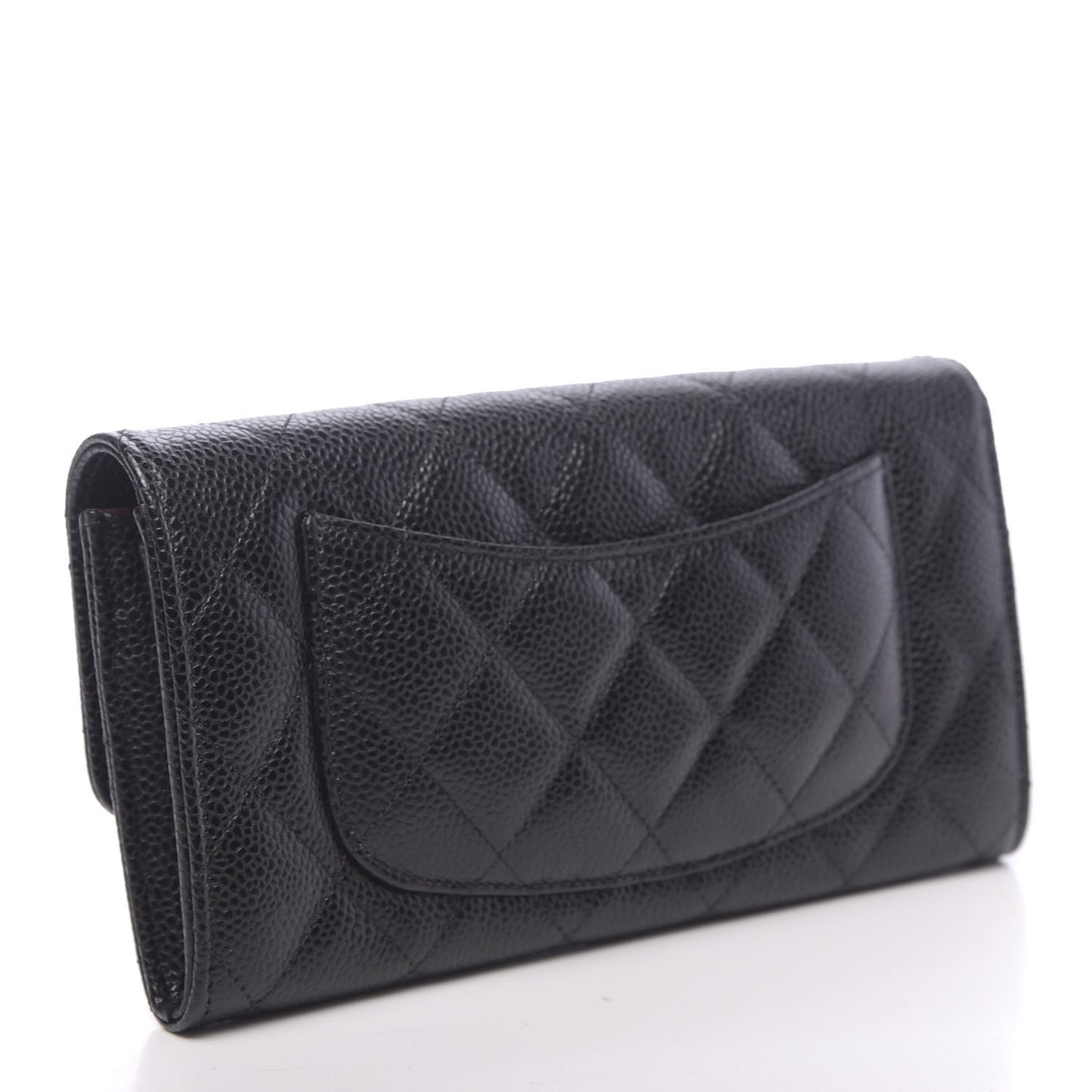 Caviar Quilted Large Flap Wallet Black