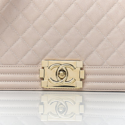 Chanel Caviar Quilted Medium Boy Flap Beige 10 of 10