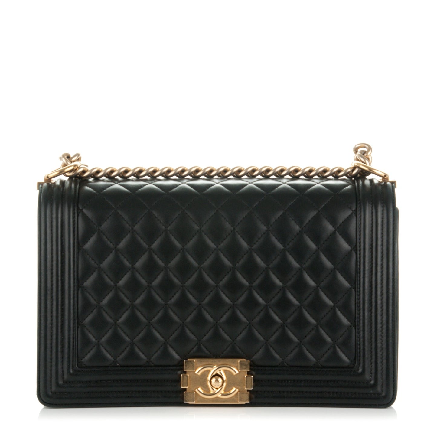 Lambskin Quilted New Medium Boy Flap Black