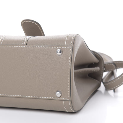 Delvaux Grained Rodeo Calfskin Surpique Mini Brillant Satchel Tourterelle Ivory 10 of 11