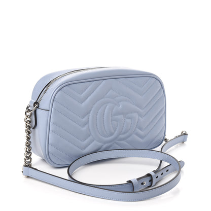 Gucci Calfskin Matelasse Small GG Marmont Chain Shoulder Bag Porcelain Light Blue 3 of 10