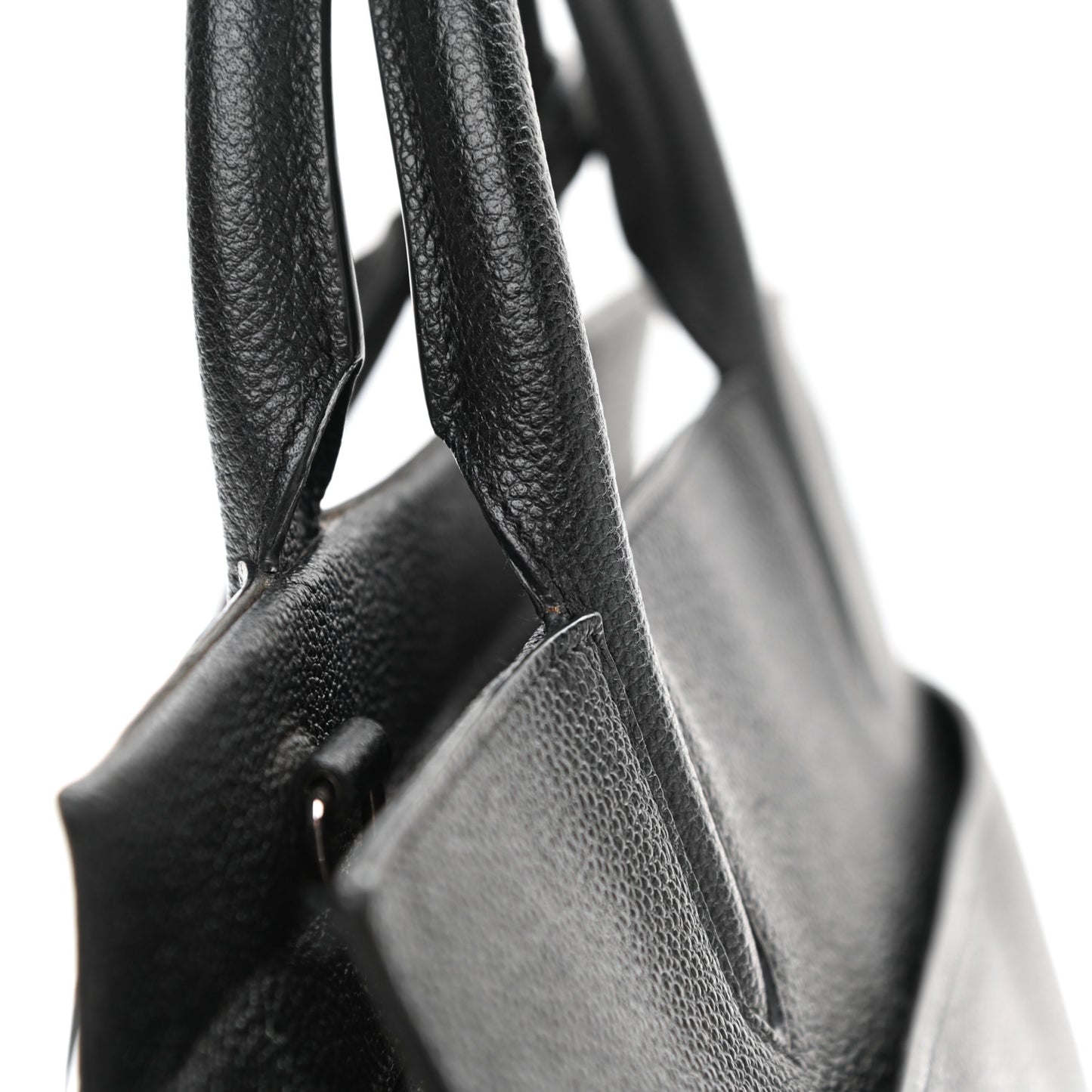 Grained Calfskin Small Cabas Rive Gauche Black