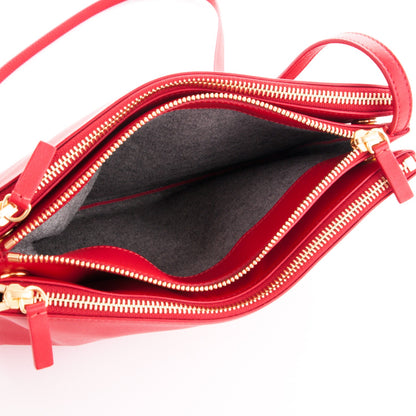 Celine Lambskin Large Trio Crossbody Bag Red 5 of 6