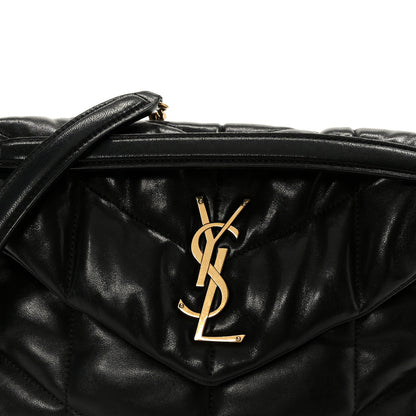 Saint Laurent Lambskin Quilted Small Loulou Puffer Monogram Chain Satchel Black 9 of 11