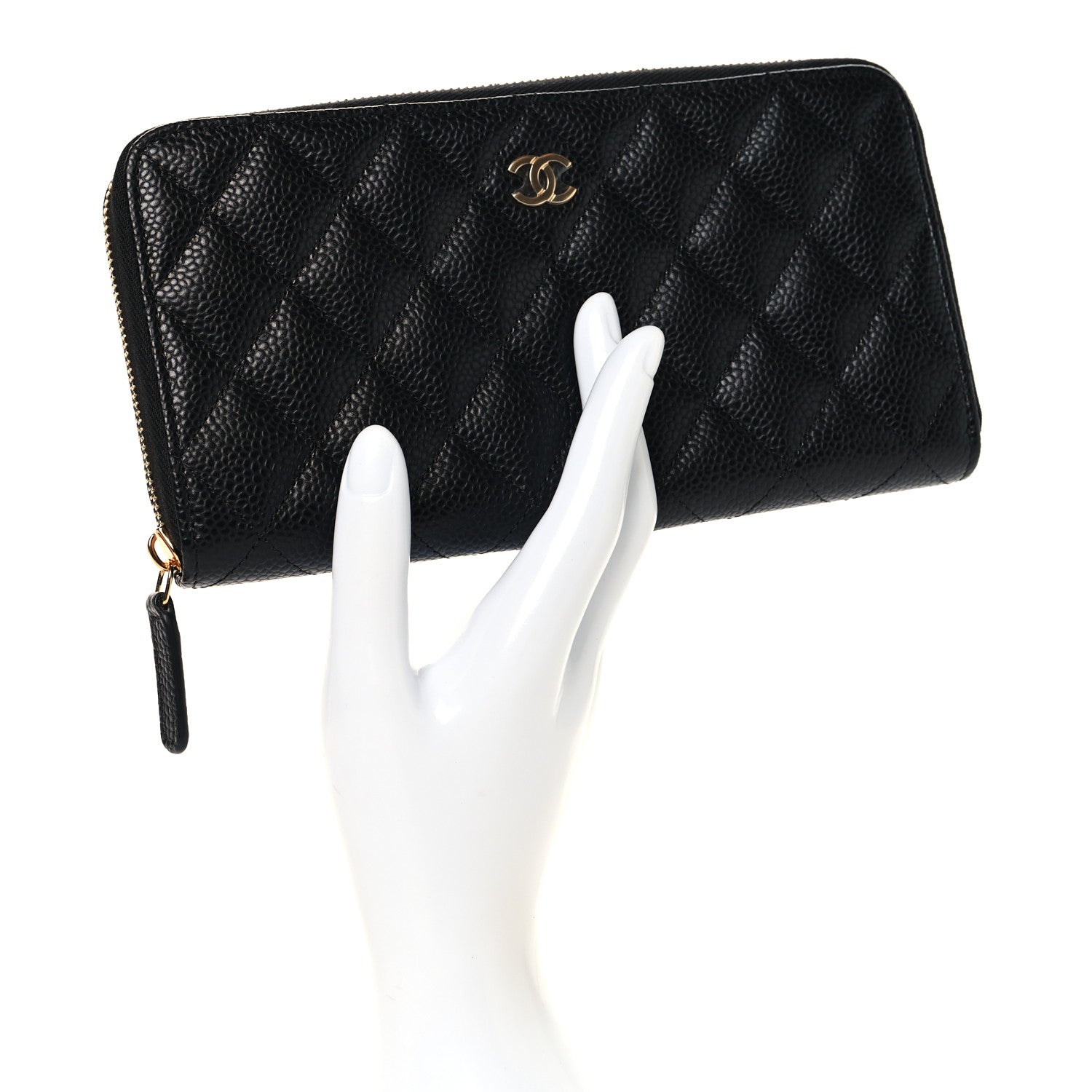 Chanel Caviar Quilted Large Gusset Zip Around Wallet Black 2 of 9