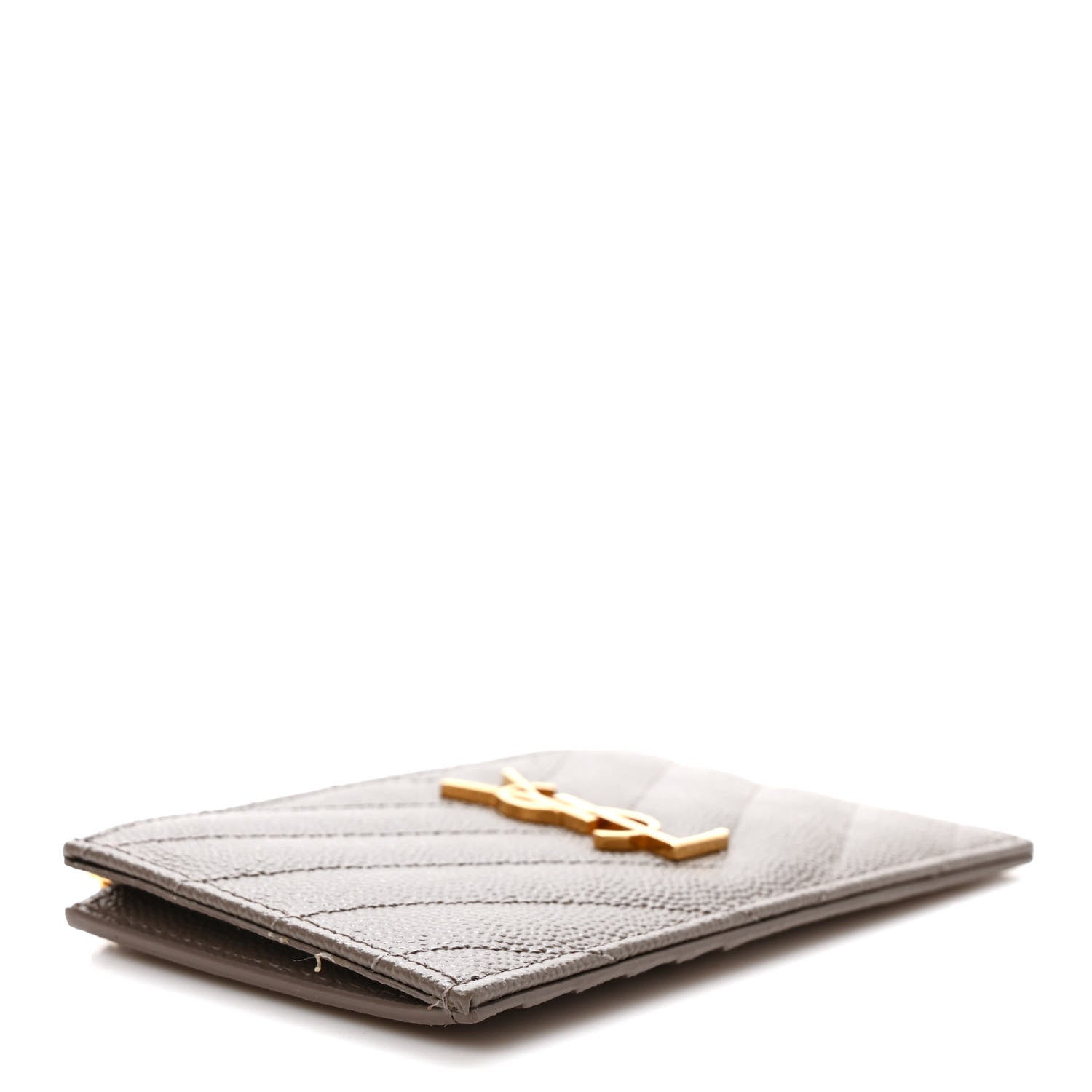 Saint Laurent Monogram Grain de Poudre 5 Fragments Zip Pouch Card Holder Dark Latte 4 of 6