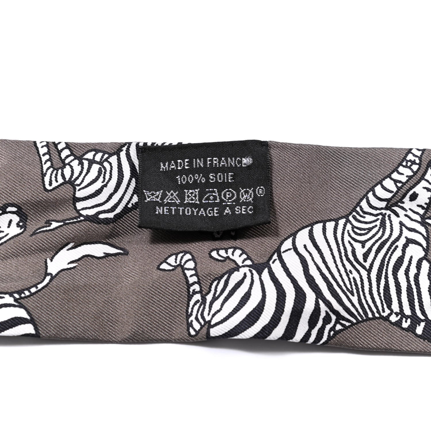 Hermes Silk Les Zebres Twilly Gris Taupe Black White 2 of 4