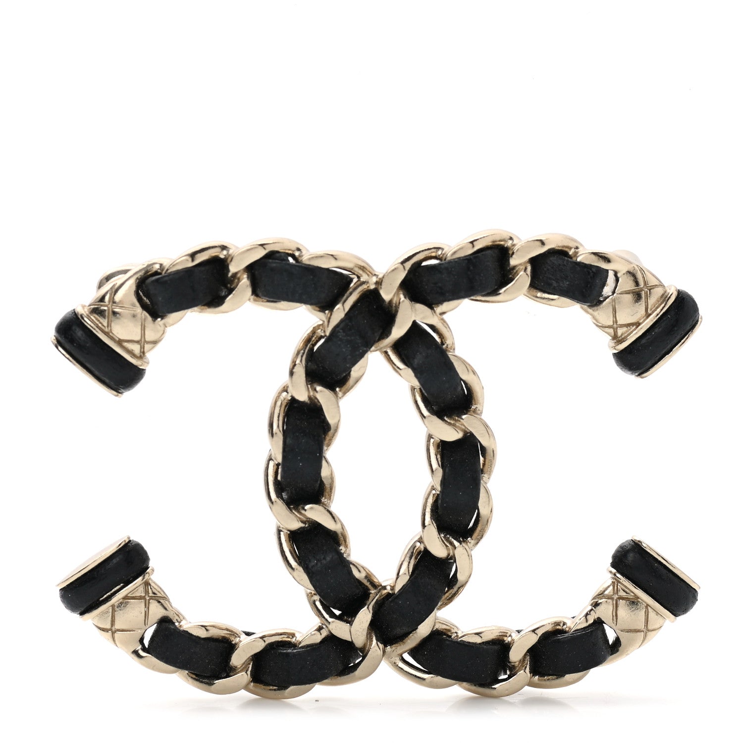 Chanel Lambskin Chain CC Brooch Black Gold 1 of 7