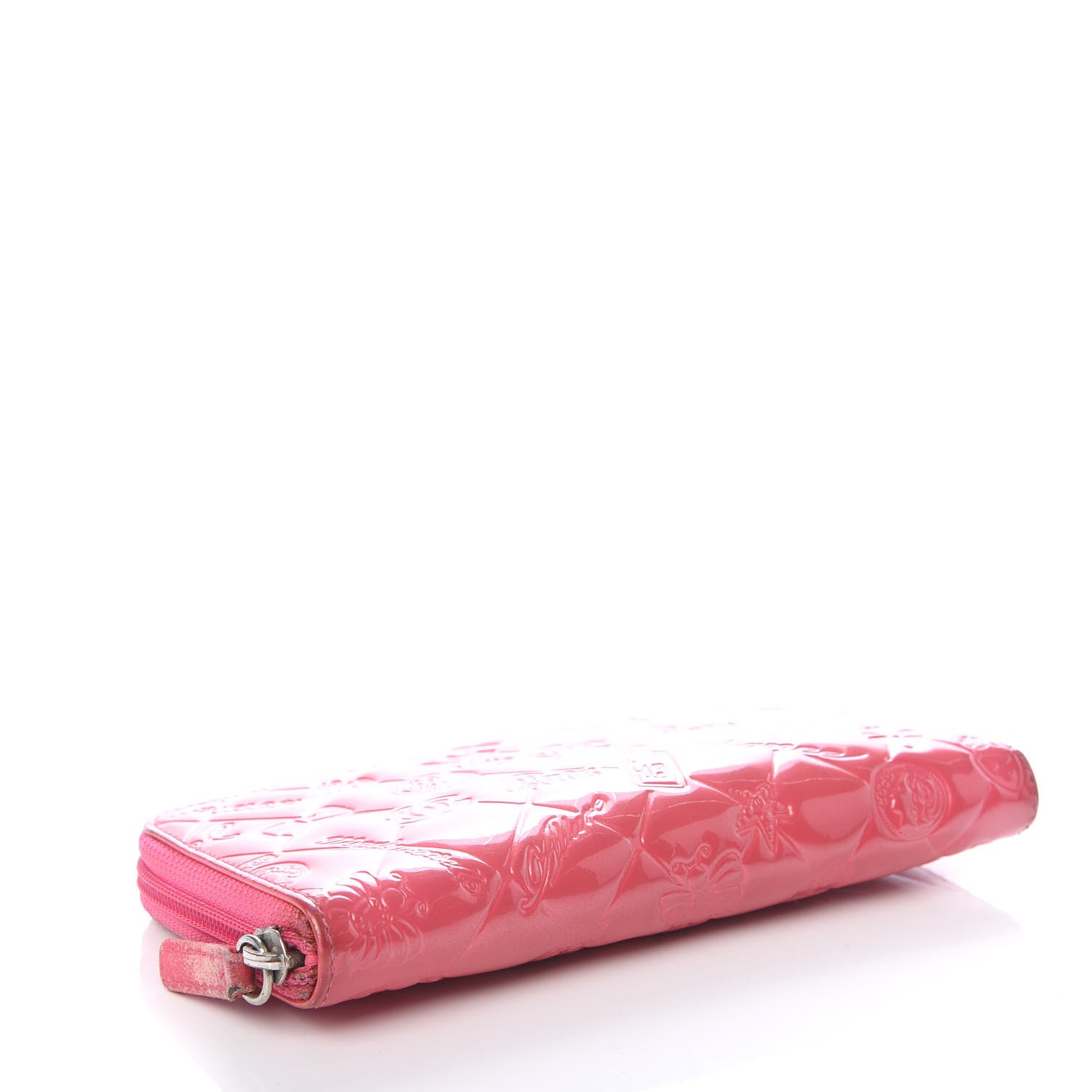 Chanel Patent Calfskin Lucky Symbols Zip Around Wallet Fuchsia 4 of 11