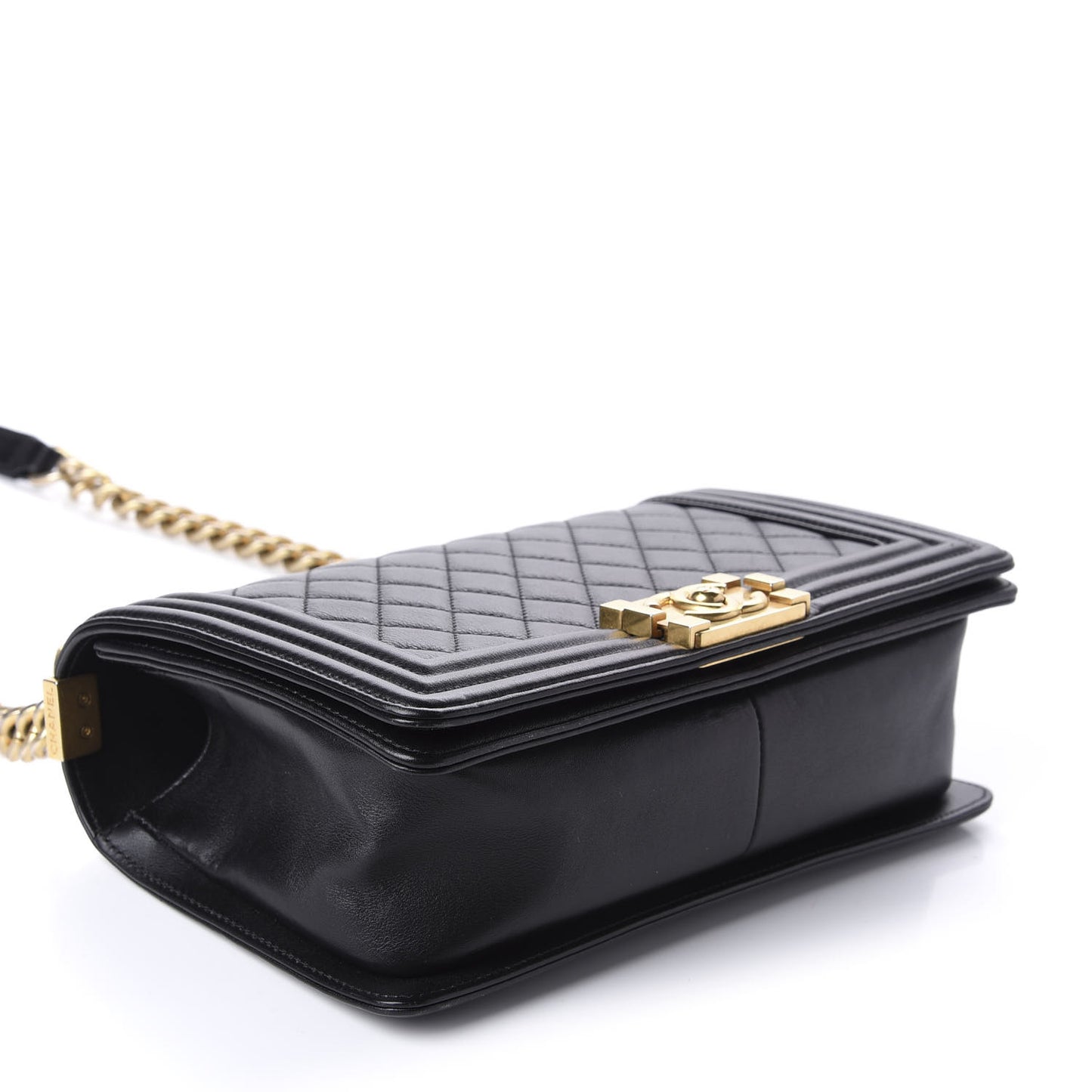 Lambskin Quilted Medium Boy Flap Black