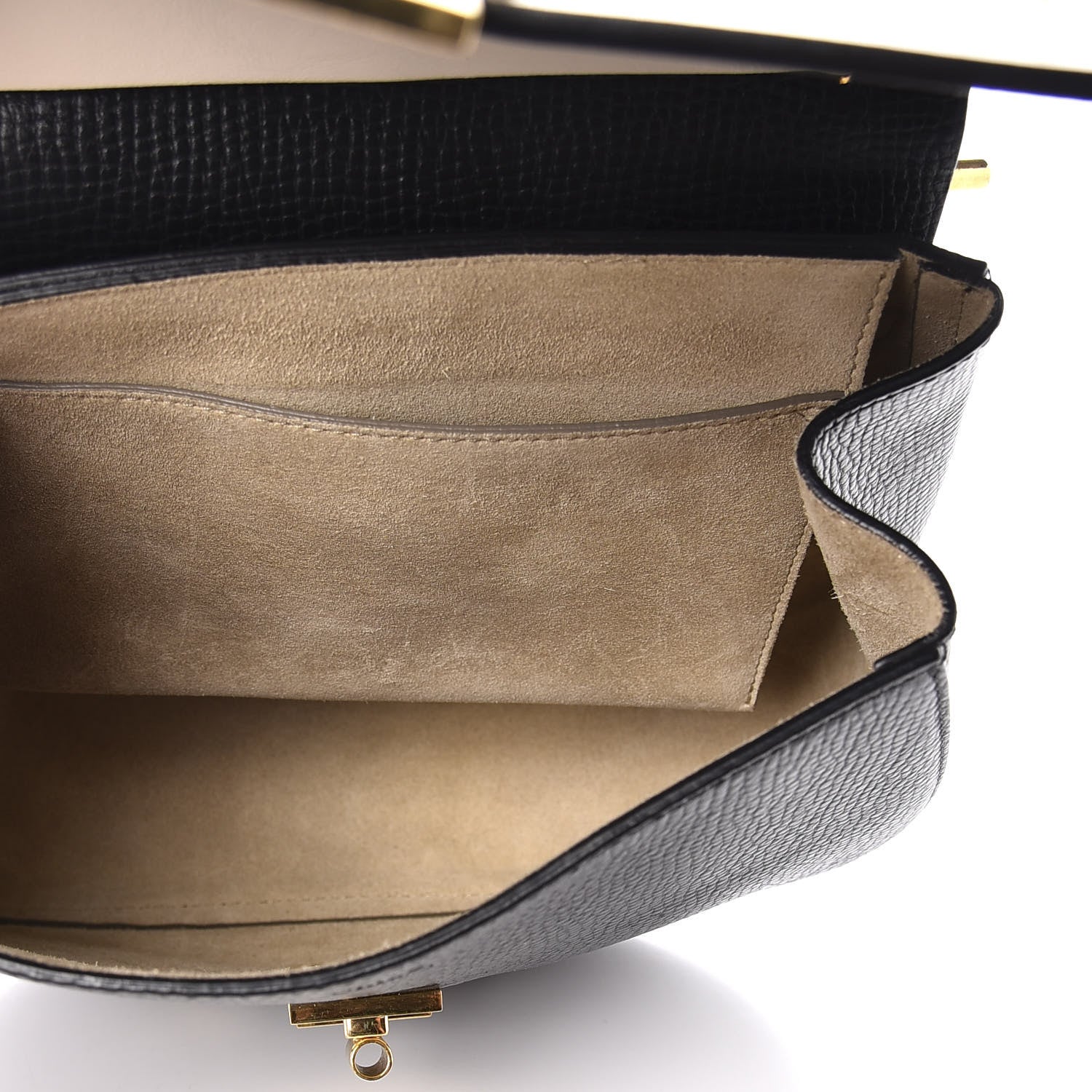 Chloe Grained Calfskin Lambskin Bi-Color Drew Shoulder Bag Black Powder Beige 4 of 8