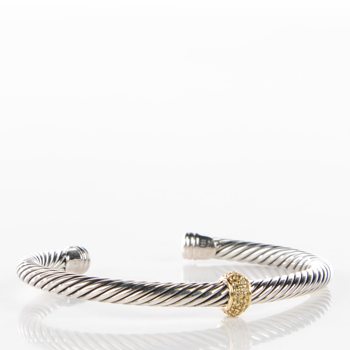 Sterling Silver 18K Yellow Gold Yellow Sapphire 5mm Cable Candy Bracelet
