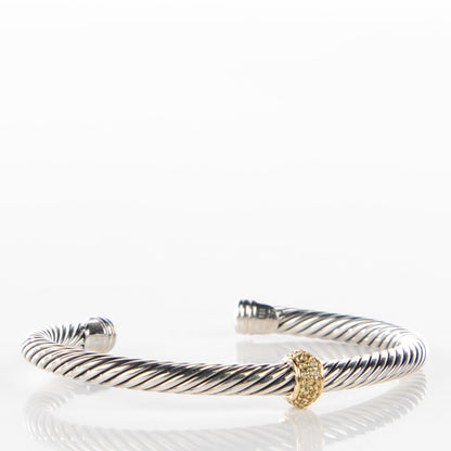 David Yurman Sterling Silver 18K Yellow Gold Yellow Sapphire 5mm Cable Candy Bracelet 2 of 6