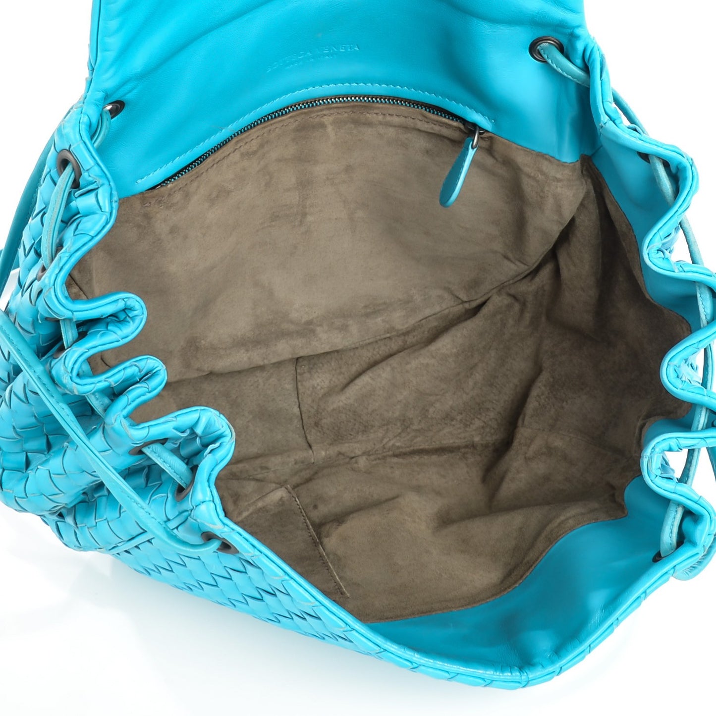 Nappa Intrecciato Shoulder Bag Turquoise