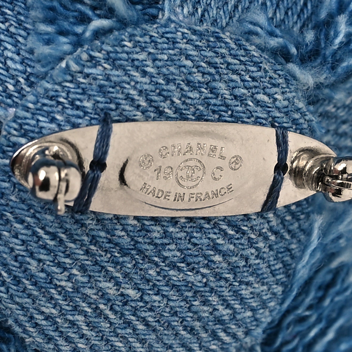 Chanel Denim Lambskin Camellia Pin Brooch Blue White 4 of 4