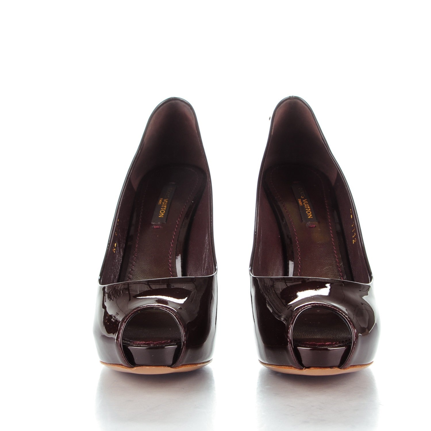 Louis Vuitton Patent Calfskin Oh Really Peep Toe Pumps 36 Amarante 2 of 8