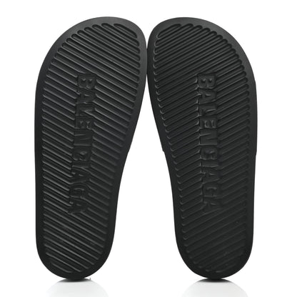 Balenciaga Rubber Womens Logo Pool Slide Sandals 38 Black 5 of 7