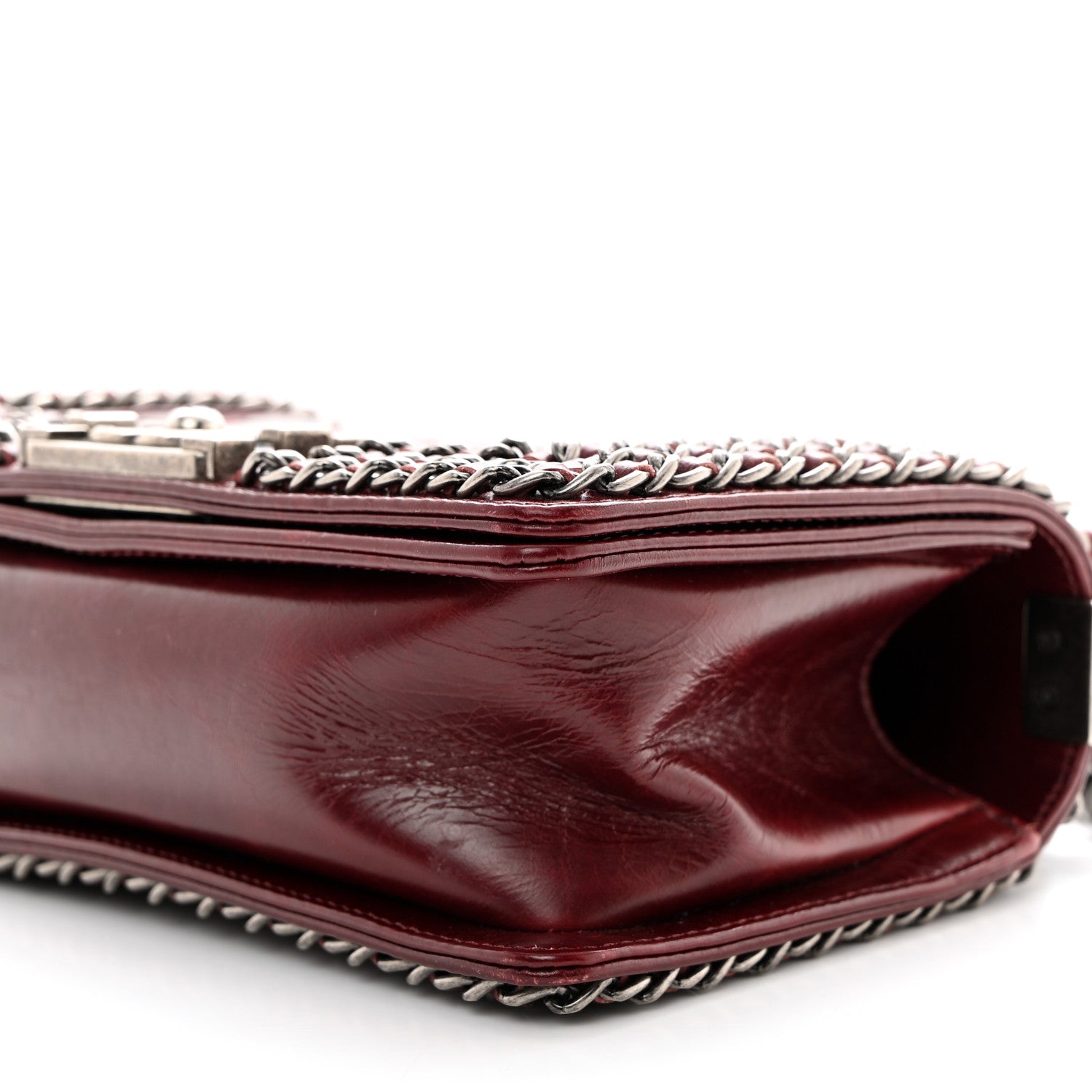 Chanel Glazed Calfskin Quilted Small Boy Chained Flap Burgundy 10 of 10