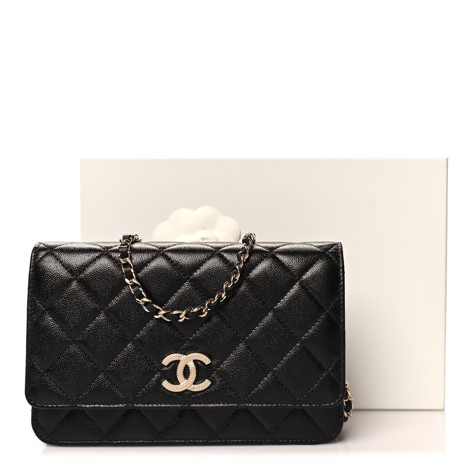 Chanel Caviar Quilted Studded CC Wallet on Chain WOC Black 12 of 12