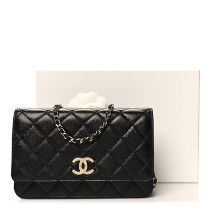 Chanel Caviar Quilted Studded CC Wallet on Chain WOC Black 12 of 12