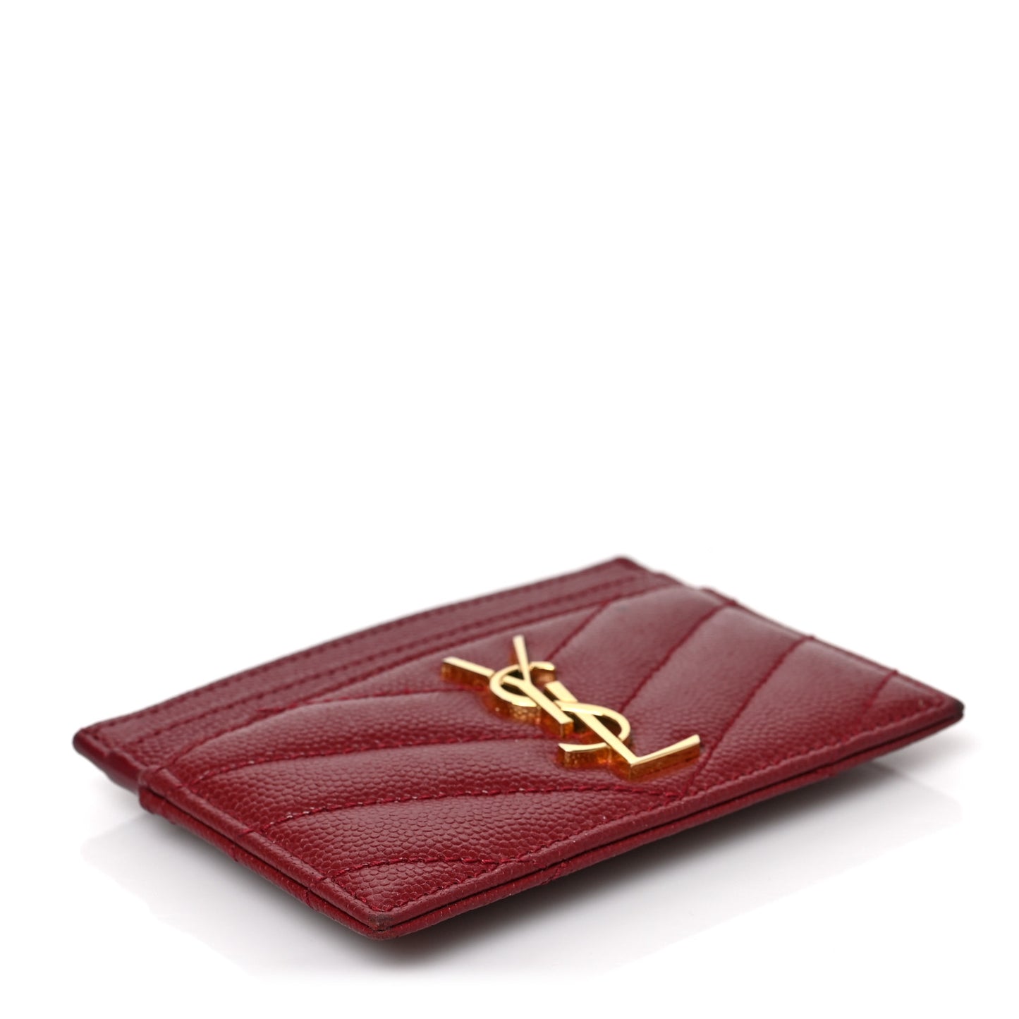 Grain De Poudre Matelasse Chevron Monogram Credit Card Case Opyum Red