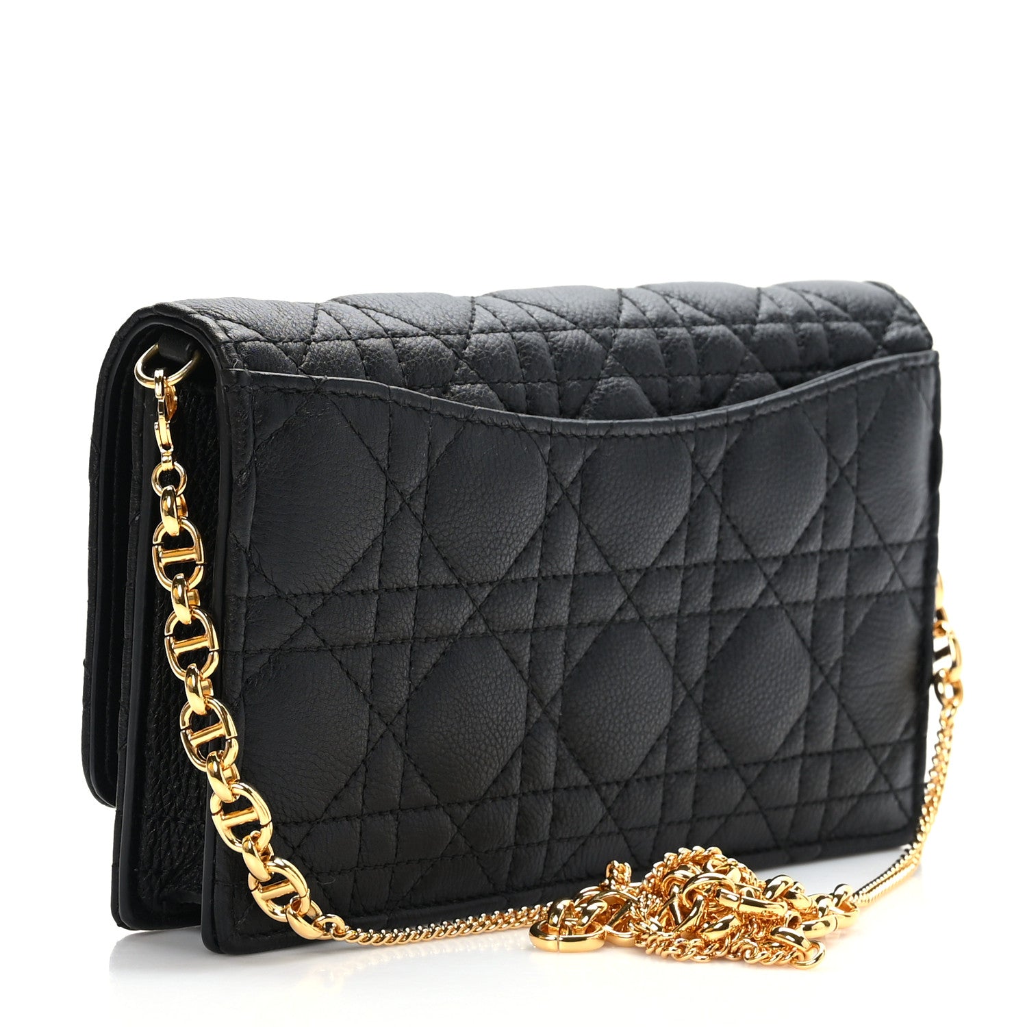 Christian Dior Supple Calfskin Caro Pouch with Chain Black 3 of 8