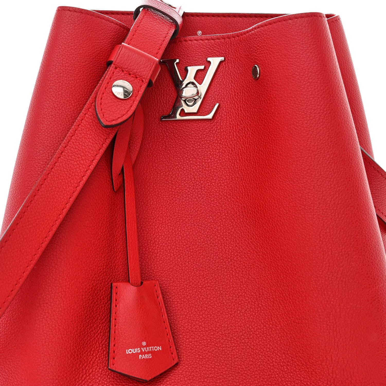 Louis Vuitton Calfskin Lockme Bucket Rubis 9 of 15
