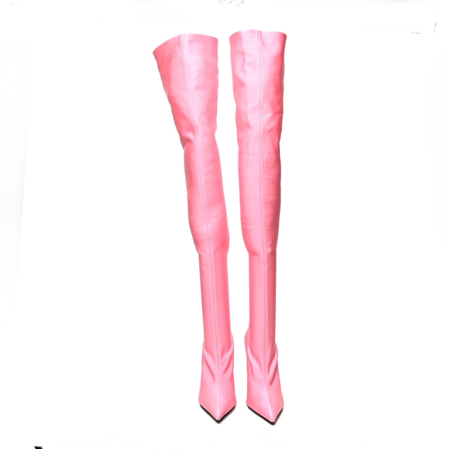 Balenciaga Spandex Pointed Toe Knife Thigh High Boots 38 Rose Dragee 2 of 8