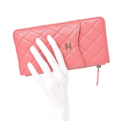 Chanel Caviar Quilted Classic Flat Wallet Pouch Pink 2 of 8