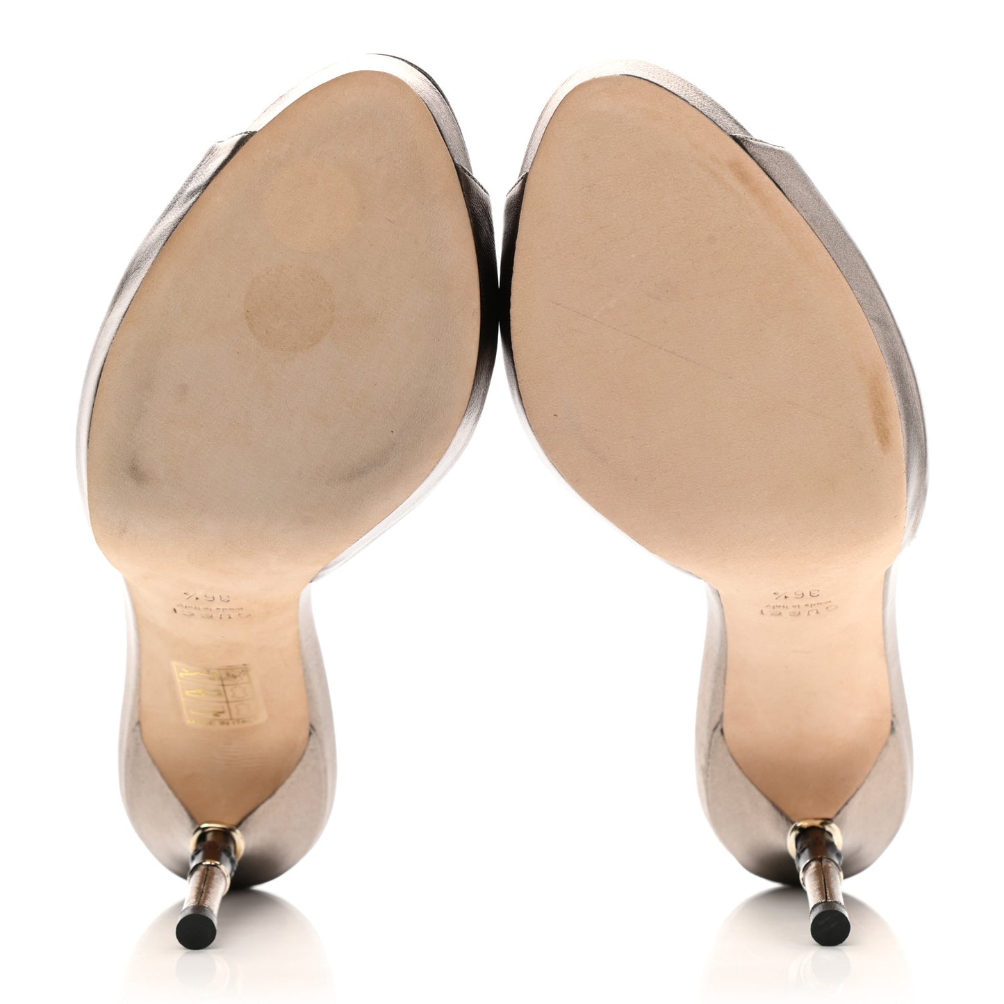 Metallic Nappa Bamboo Mid Heel Slide Sandals 36.5 Bronze