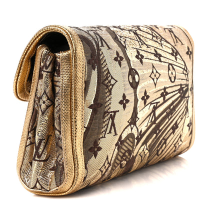 Louis Vuitton Monogram Brocade Thalie Clutch Gold 3 of 10