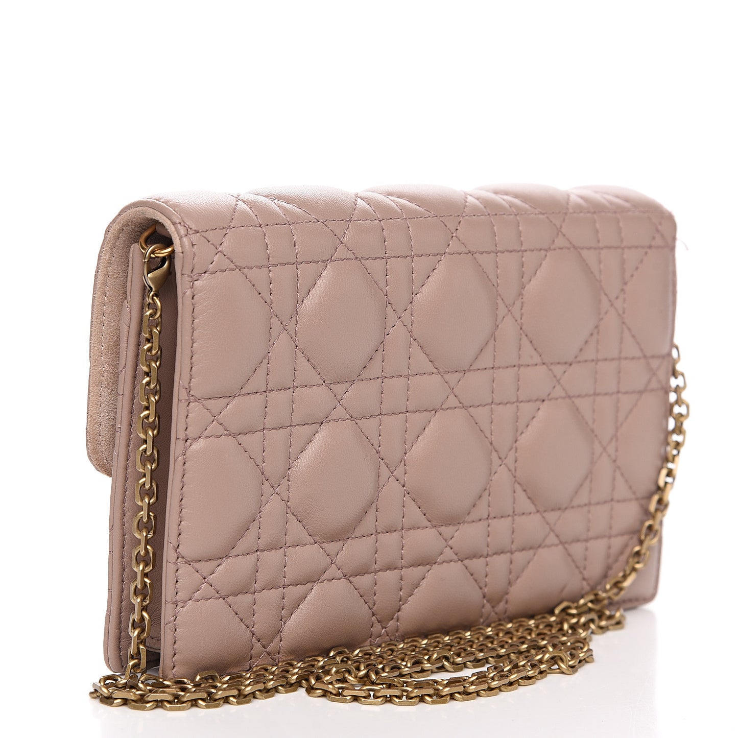 Lambskin Cannage Dioraddict Wallet On Chain Clutch Nude