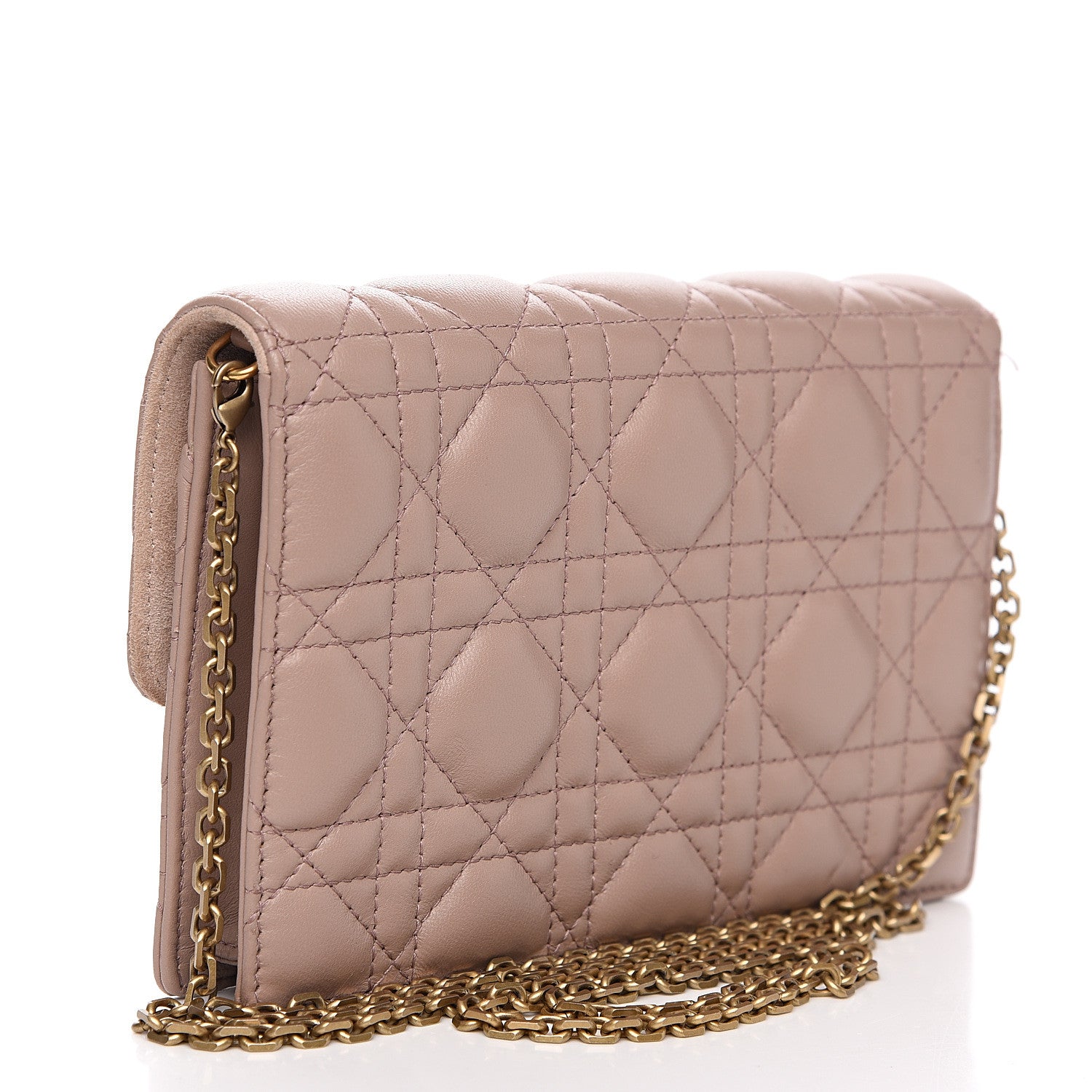 Christian Dior Lambskin Cannage Dioraddict Wallet On Chain Clutch Nude 2 of 9