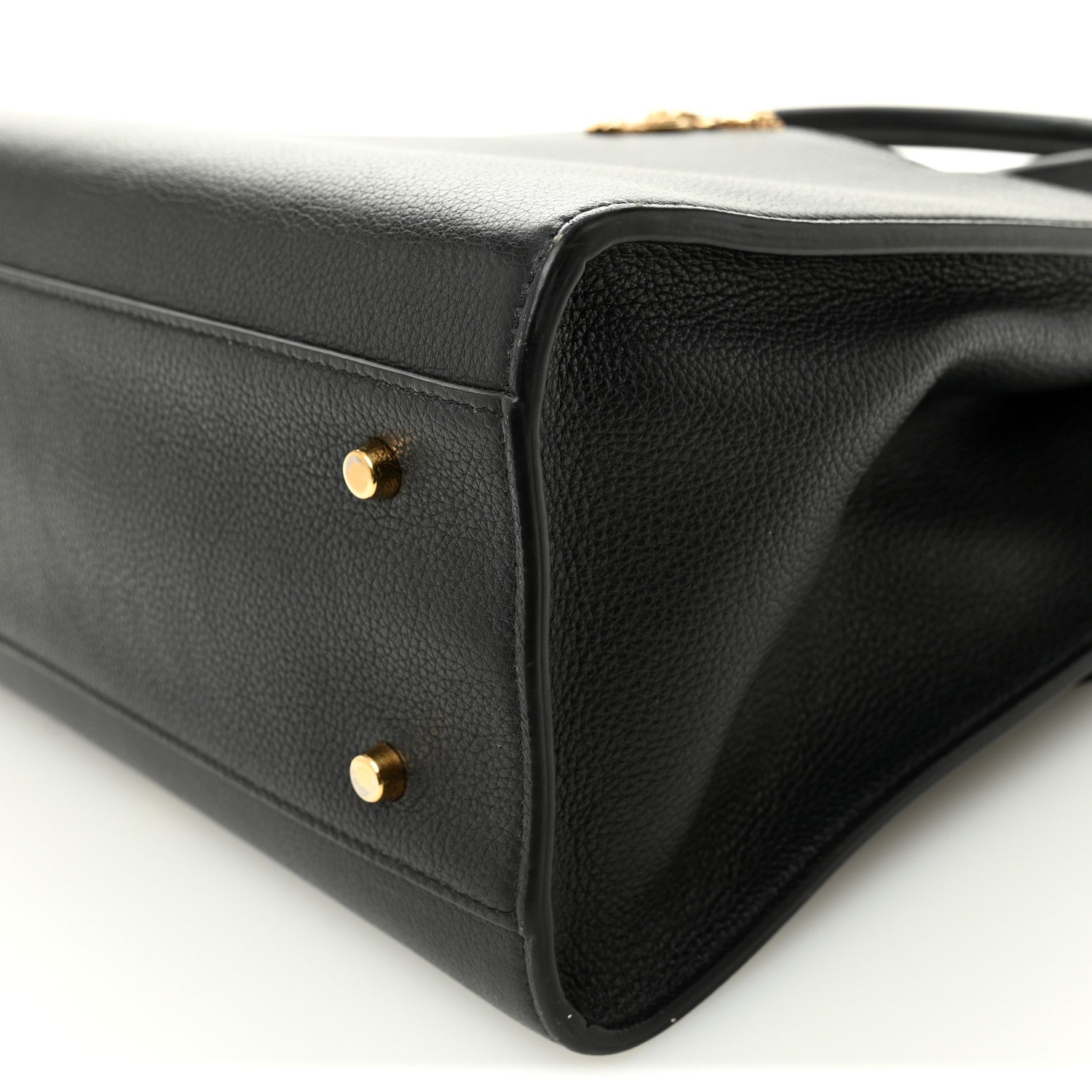 Versace Grainy Calfskin Large Virtus Top Handle Tote Black 1818708