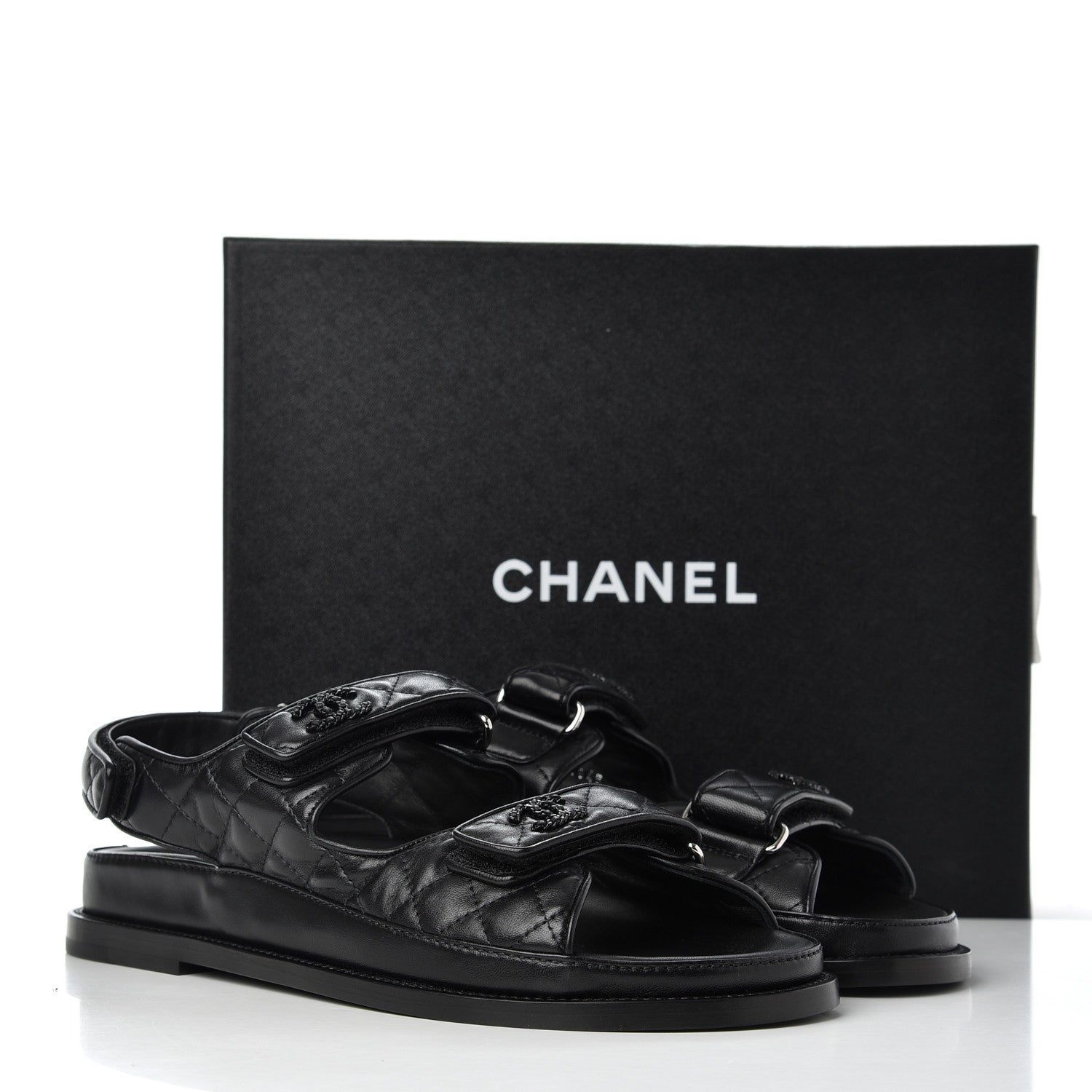 Chanel Lambskin Velcro Dad Sandals 41 Black 13 of 13