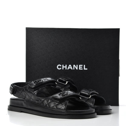 Chanel Lambskin Velcro Dad Sandals 41 Black 13 of 13