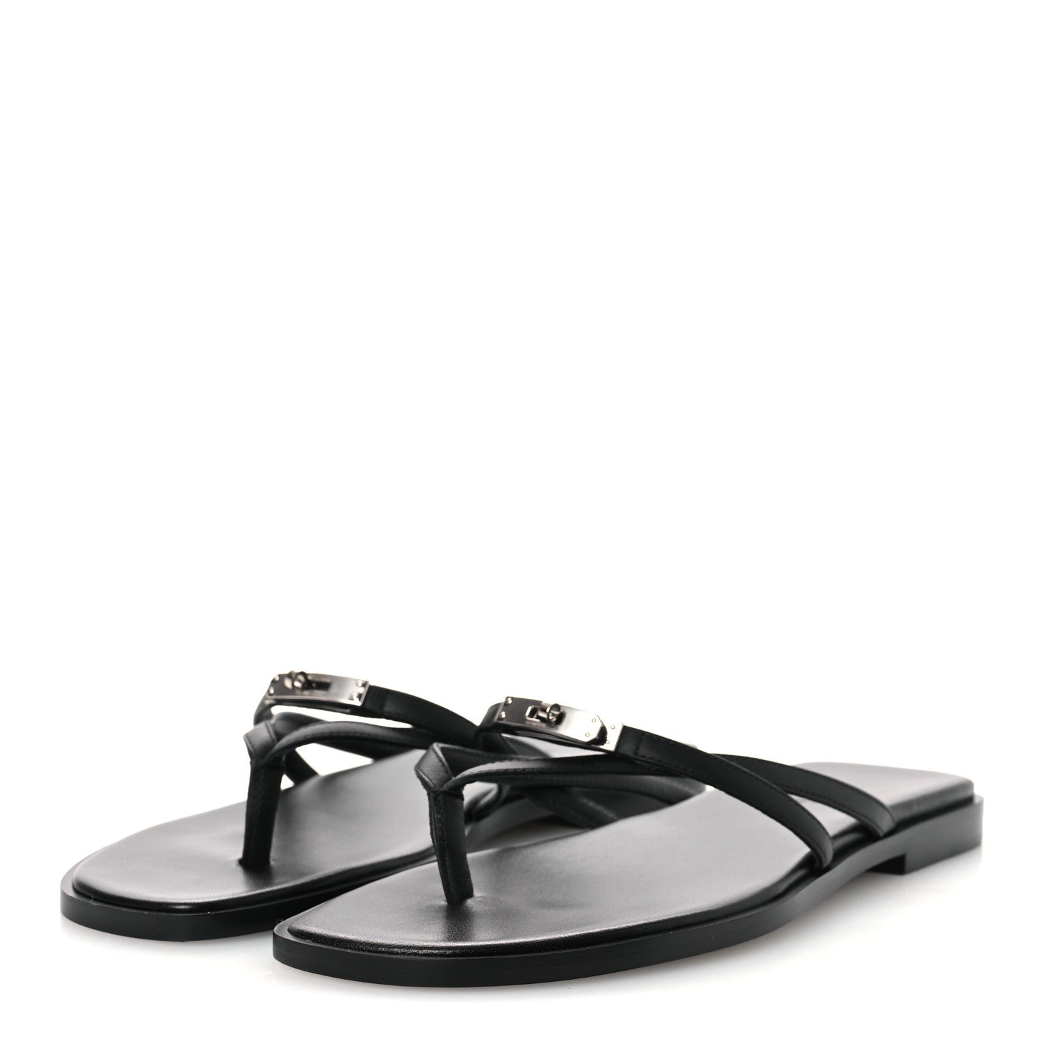 Hermes Calfskin Miss Sandals 37 Black 4 of 11
