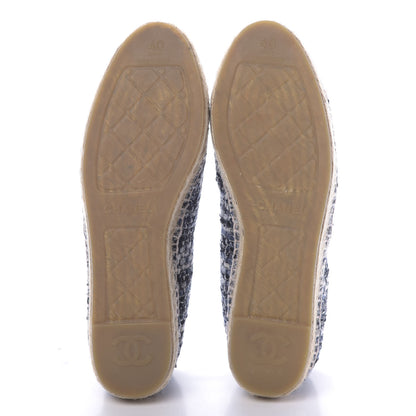 Chanel Metallic Tweed Lambskin CC Espadrilles 40 Blue Black Silver 6 of 11
