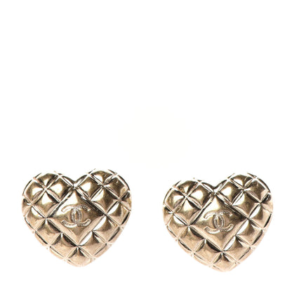 Chanel Quilted CC Heart Earrings Gold 1 of 4