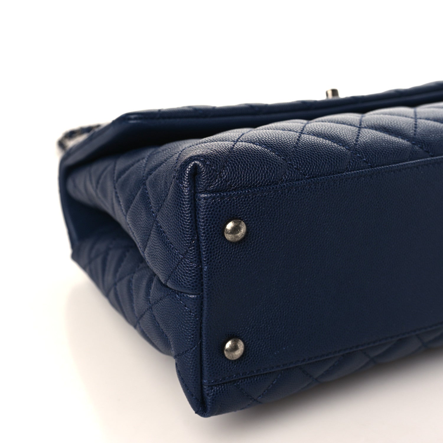 Chanel Caviar Lizard Quilted Medium Coco Handle Flap Navy 7 of 8