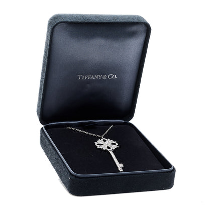Tiffany Platinum Diamond Victoria Key Pendant Necklace 7 of 7