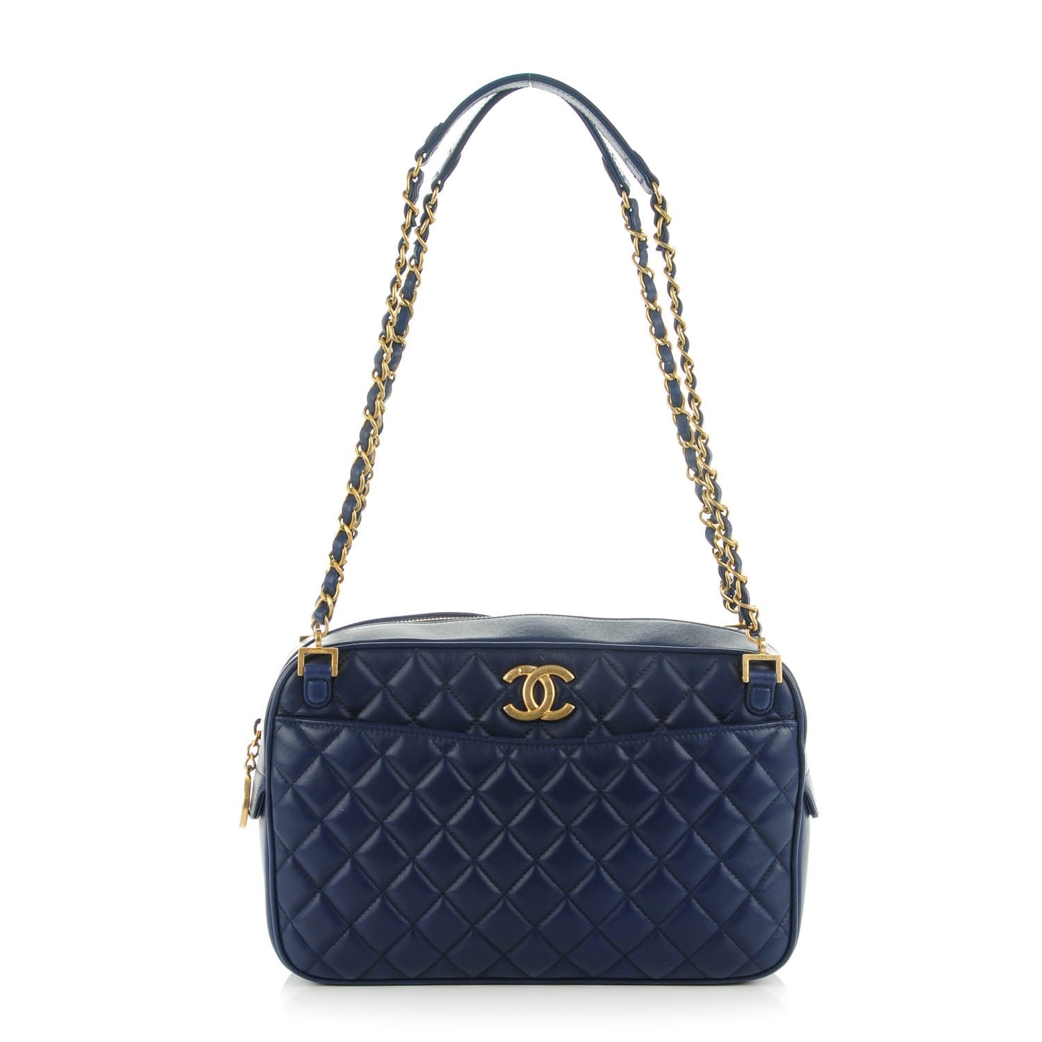 Chanel Lambskin Quilted Large CC Crown Camera Case Blue 1 of 7