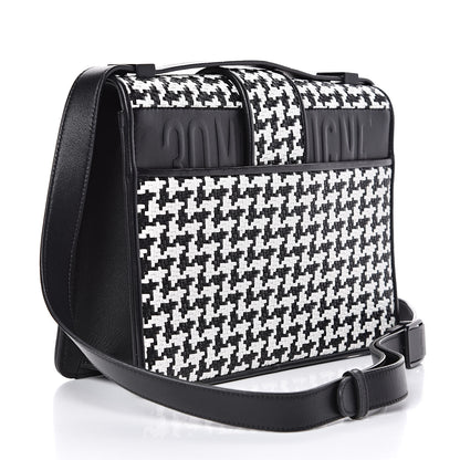 Christian Dior Lambskin Houndstooth Braided 30 Montaigne Flap Bag Black White 3 of 12