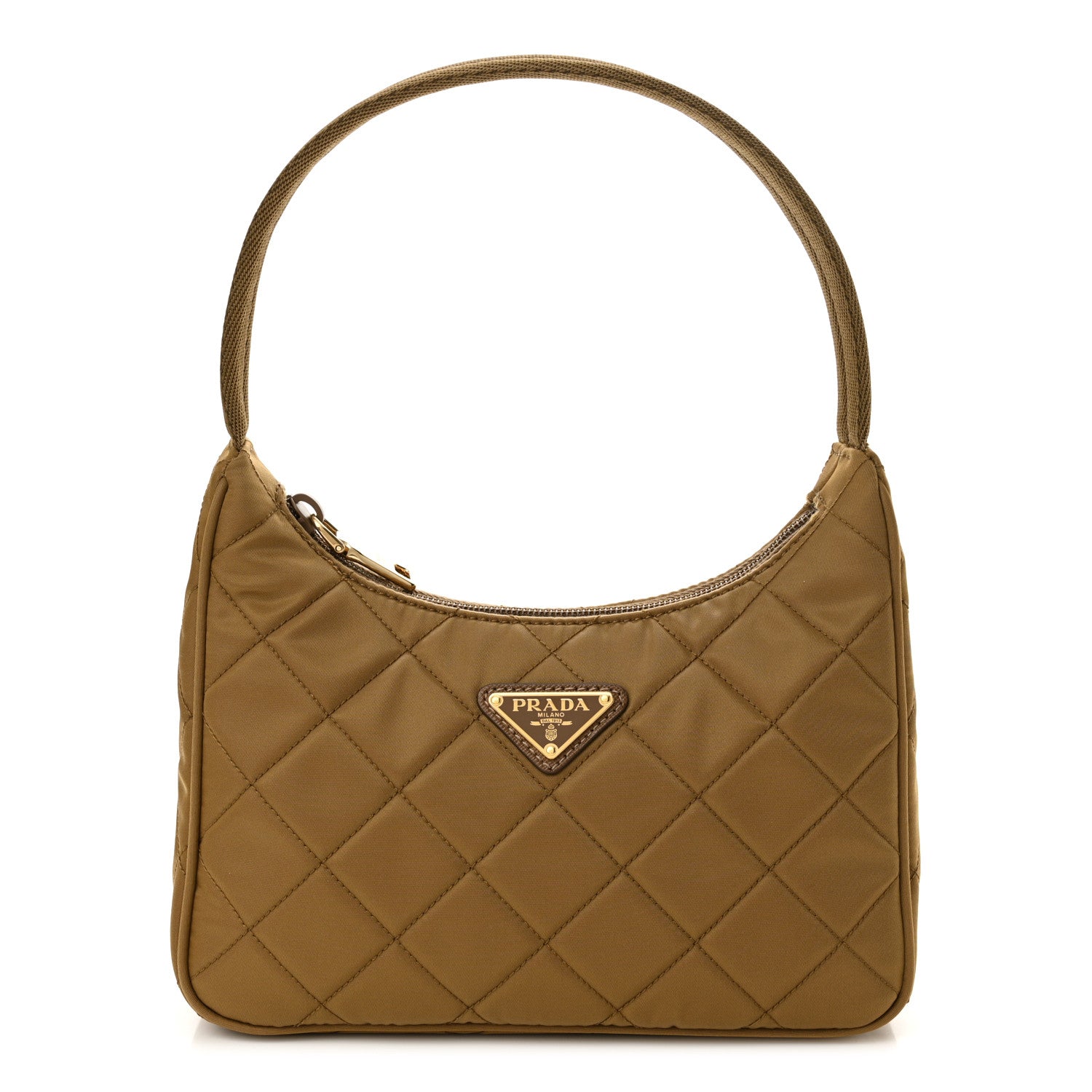 Prada Tessuto Nylon Stitched Shoulder Bag Tobacco 1 of 11
