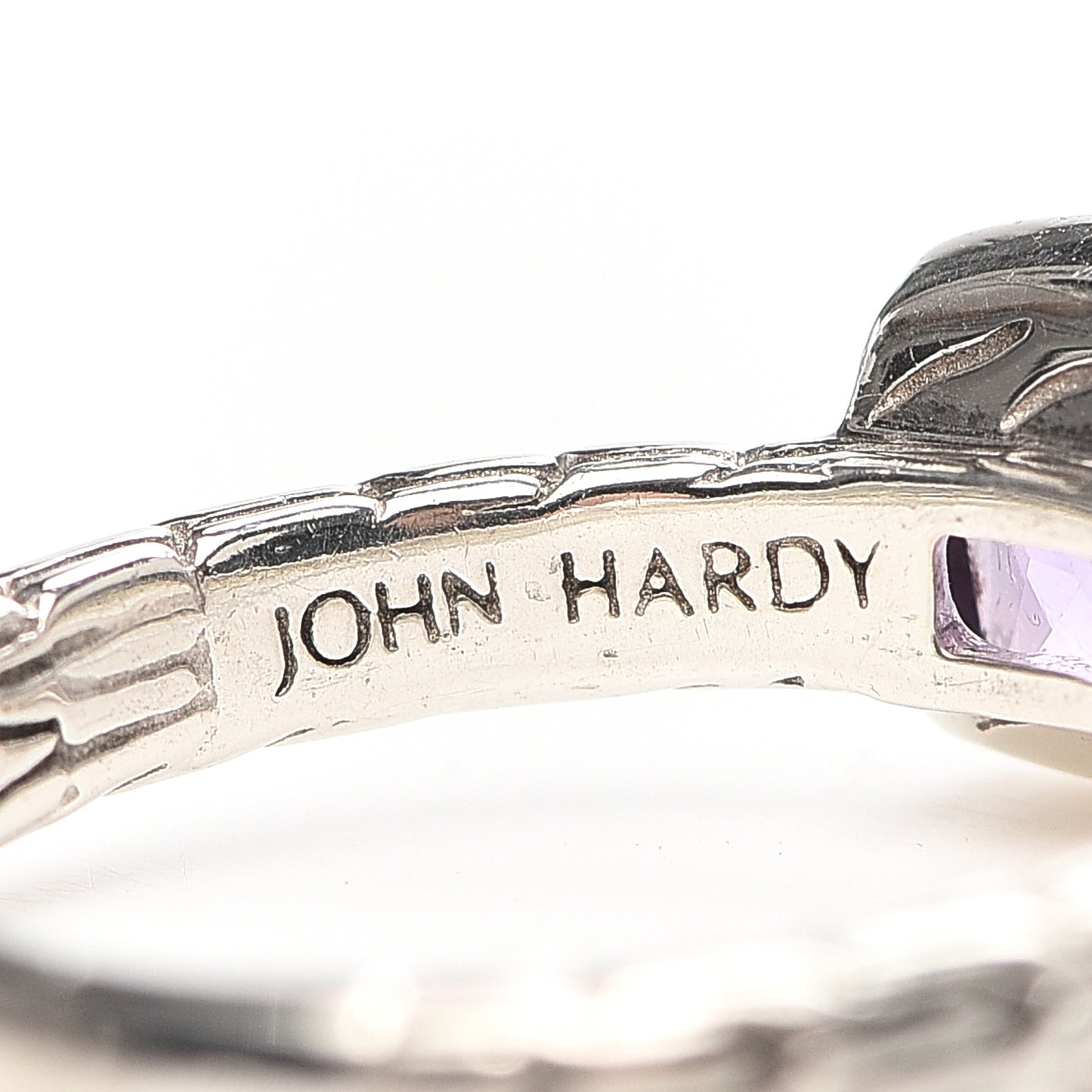 Sterling Silver Amethyst Station Classic Chain Ring 49 4.75