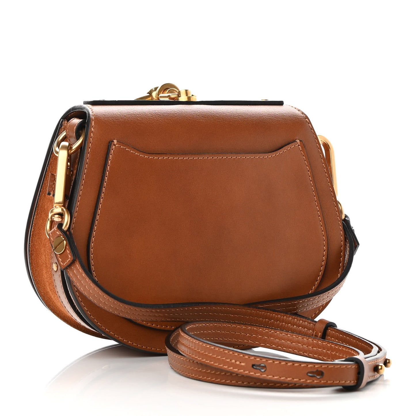 Calfskin Suede Small Nile Bracelet Bag Caramel