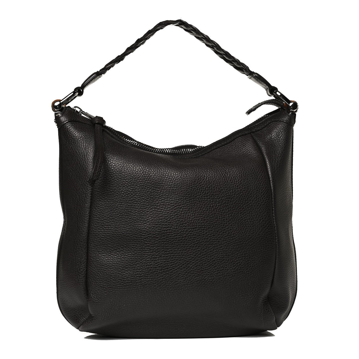 Grained Calfskin Bamboo Bar Hobo Dark Brown