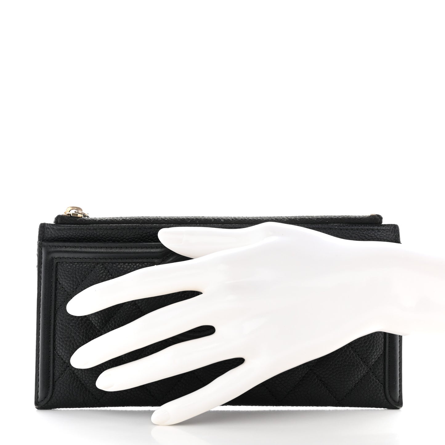 Caviar Quilted Filigree Zip Pouch Black