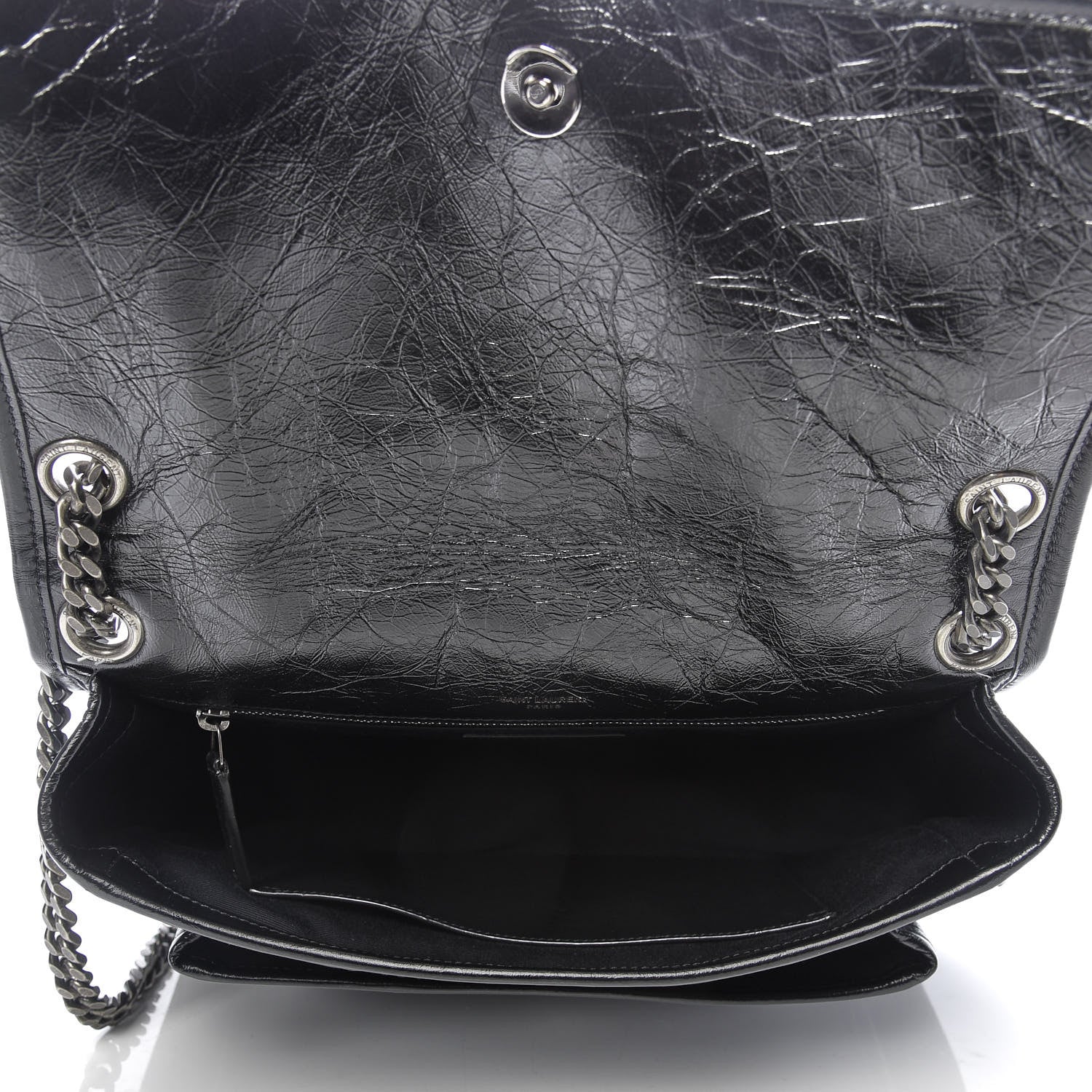 Saint Laurent Crinkled Calfskin Matelasse Monogram Medium Niki Chain Satchel Black 5 of 9